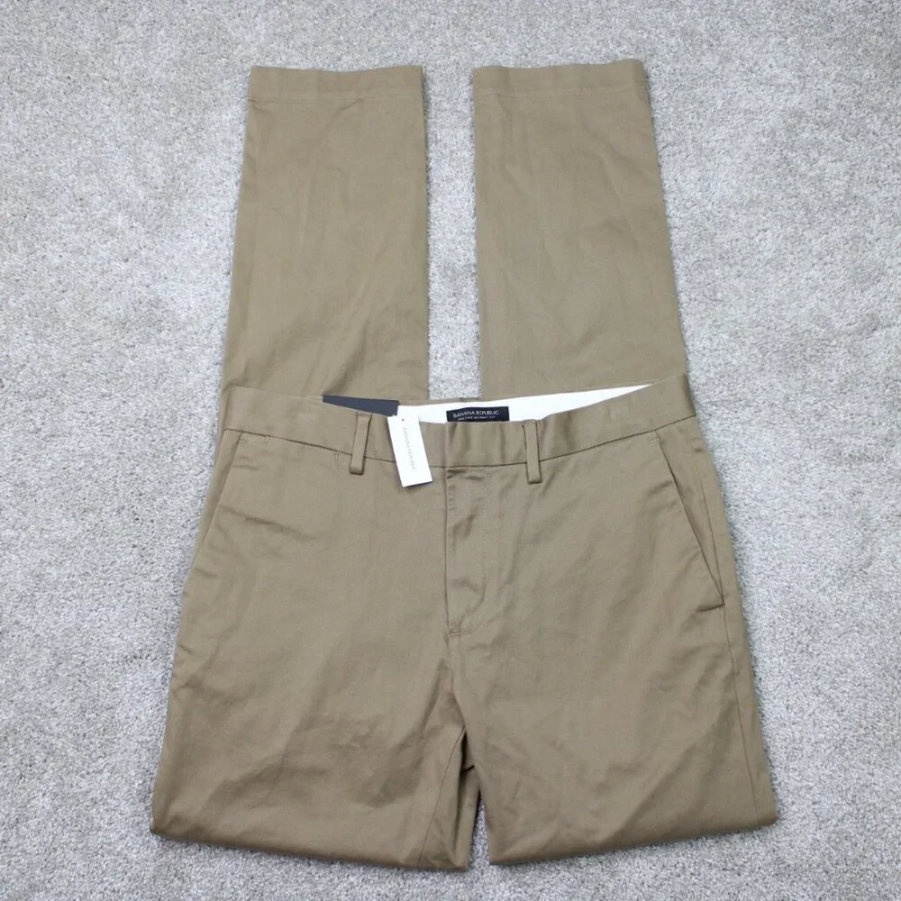 Banana Republic Pants NWT Men 32x36 Beige Rapid Movement Chino Fulton Skinny Fit